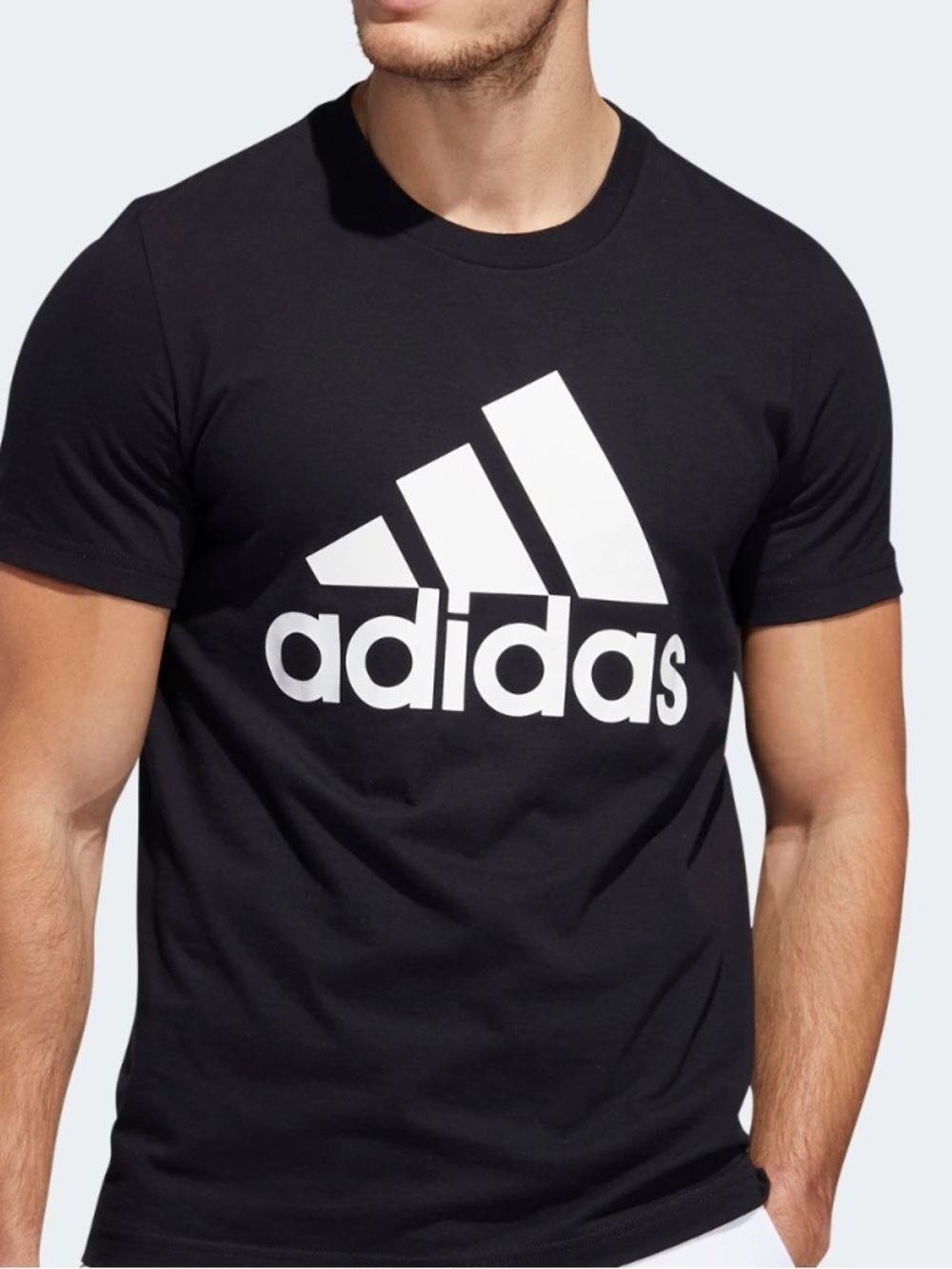 adidas Black Tee with Large White Logo